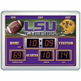 LSU Tigers Clock   14x19 Scoreboard
