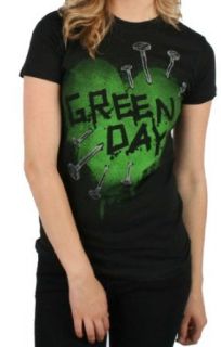 Green Day   Nail Heart Girls T Shirt In Black Clothing