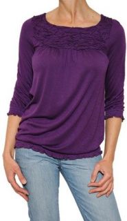Dex 3/4 Sleeve Tunic Top in Purple Size S Clothing
