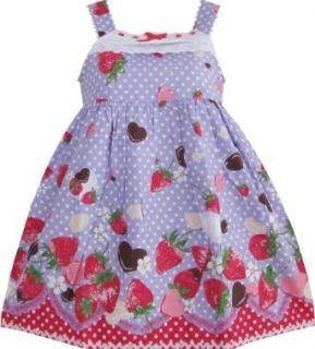 Girls Dress Purple Dot Strawberry Party Kids Clothing Size