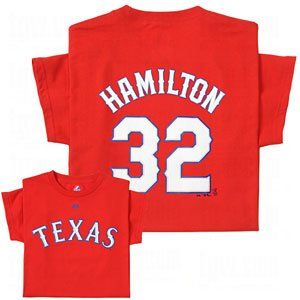 Josh Hamilton Majestic Name and Number Red Texas Rangers T
