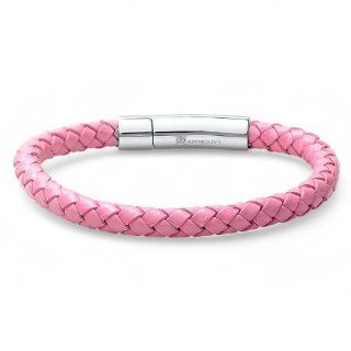 Oxford Ivy Braided Pink Leather 6mm Bracelet with
