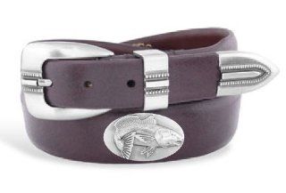 Red Fish   Tip Leather Concho Belt Brown: Sports