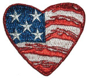 Flags   American Flag In a Heart Shape   Applique