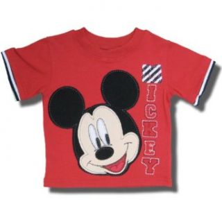 Mickey Mouse Applique Short Sleeve T shirt in Red for