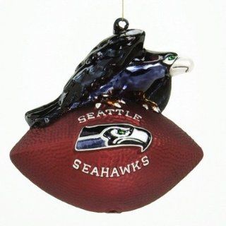 NFL 6 Team Mascot and Football Ornament   Seattle