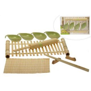 Set à sushi plateau bambou 13 Pièces pour 2   Service à SUSHI vert