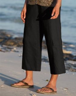 Knit waist Shoreline Linen Cropped Pants Clothing