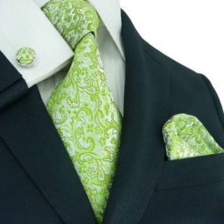 Mens Green Paisley 100% Silk Tie Set TheDapperTie 593S