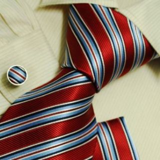 Red Striped Men in Ties Gift Idea Handmade Blue Silk