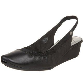 Sport Womens Duncan Wedge Pump,Black/Black Leather,6.5 M US Shoes