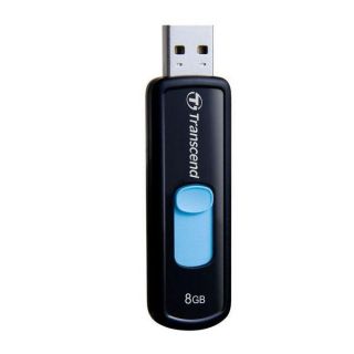 Clé USB 2. 0 JetFlash 500   8 Go Noir/Bleu ciel   Design compact pour