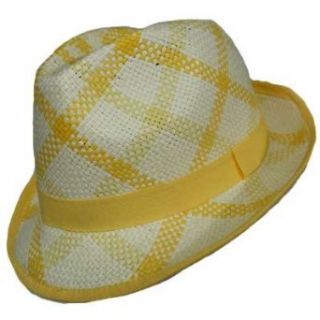 Yellow Vibrant Plaid Lightweight Fedora Hat Clothing