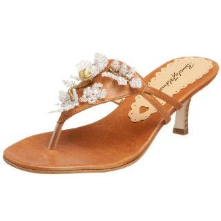 Beverly Feldman Womens Fire Isle Thong,Camel/Crystal,5.5 M US Shoes
