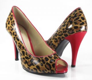 Leopard Peep toe Pumps Cheetah Stiletto Shoes