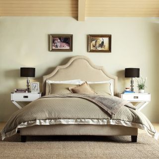 Esmeral Beige Linen Nail Head Arch Curved Upholstered Bed Today $499
