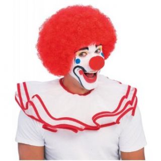 Clown Afro Wig   White, Red and Black (Red): Clothing