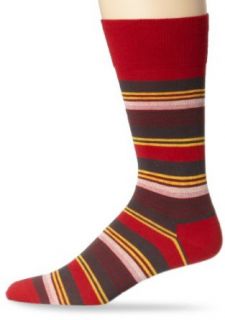 Cole Haan Mens Unexpected Stripe Socks, Red, One Size