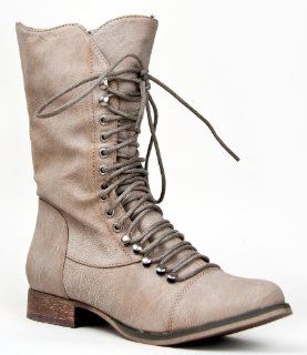  84 Women Military Style Lace Up Mid Calf Combat Fighting Boot Shoes