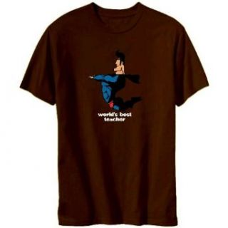 Worlds Best Teacher   Superhero Mens T shirt Clothing