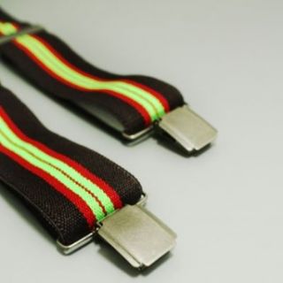 Classic Mens green red black Suspenders for work X Back