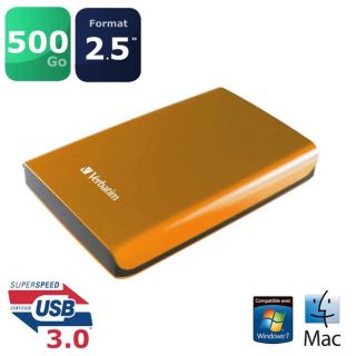 Disque dur externe portable 500 Go   Format 2,5   Connexion USB 3.0