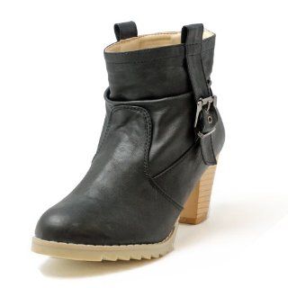  Russel Matos Womens Black High Heel Combat Ankle Boots: Shoes