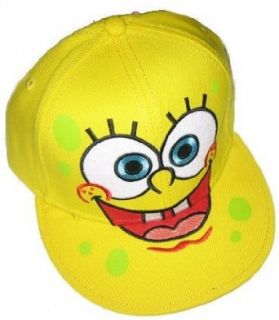 Spongebob Squarepants Grin Face Flat Bill Hat: Clothing