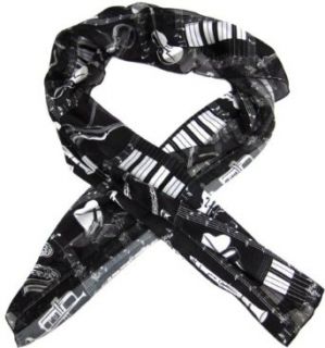 Black / White Musical Instrument Neck Scarf Music Notes