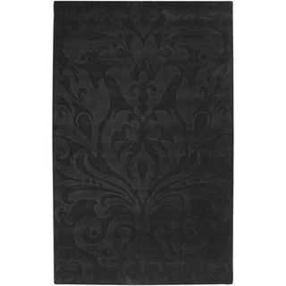 Olson Loomed Black Damask Pattern Wool Rug (8 x 11)