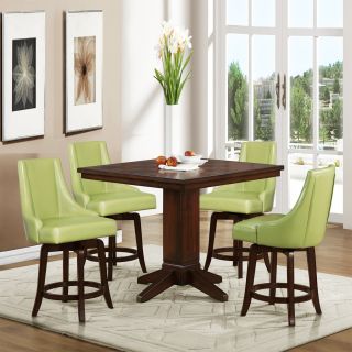Vella 5 piece Dining Set with 24 inch high Green Chairs