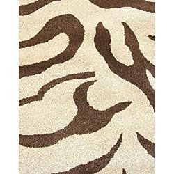 Animal Pattern Brown/ Ivory Wool Rug (96 x 136)