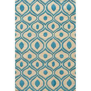 Hand Tufted Modern Waves Teal Polyester Rug (8 x 10)
