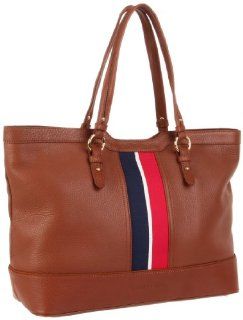  Tommy Hilfiger Pebble Leather Large Tote,Saddle,One Size: Shoes