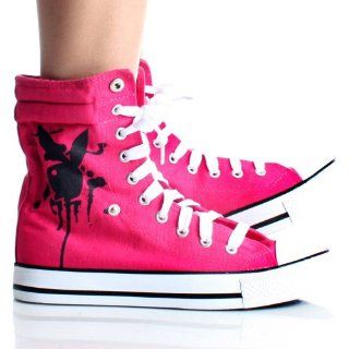 Bunny Womens High Top Sneakers Skate Shoes Pink Lace up Boots Shoes