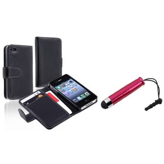 BasAcc Leather Wallet Case/ Stylus for Apple iPhone 4/ 4S