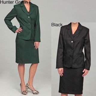 DS Studio Womens Herringbone Three button Skirt Suit