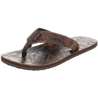  Reef Mens Exotic Leather Smoothy Flip Flop,Brown,6 M US Shoes