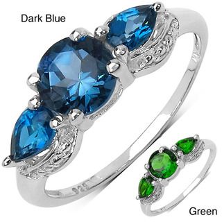 Malaika Sterling Silver 2 7/8ct TGW Blue Topaz or Chrome Diopside Ring