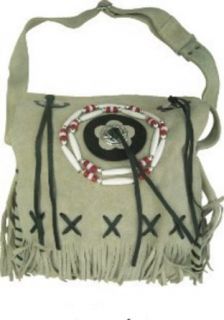 Southwest Genuine Suade Leather Purse with Fringes, Beads