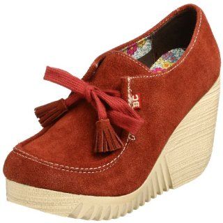 : BC Footwear Womens Science Fair Wedge Lace Up,Cognac,6 M US: Shoes
