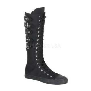 Canvas 5 Calf Buckle Knee Boot Sneaker Black Canvas Shoes