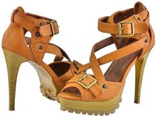 Liliana Pollo Tan Women Platform Sandals, 6.5 M US Shoes
