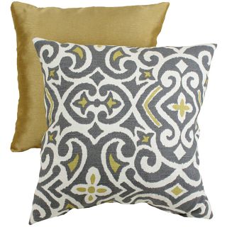 Pillow Perfect Decorative Grey/Yellow Damask Square Toss Pillow Today
