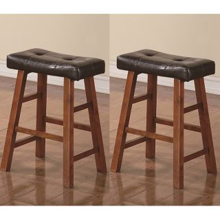 Saddle Walnut Brown 24 inch Bicast Leather Counter height Bar Stools