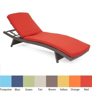 Wicker Adjustable Chaise Lounger with Cushion