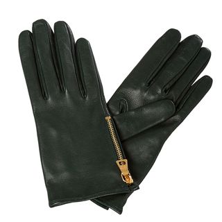 Prada Hunter Green Lambskin Side Zipper Gloves