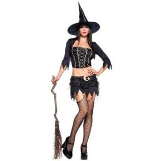 4Pc Mystical Witch With Garter Skirt, Bustier, Shrug, And