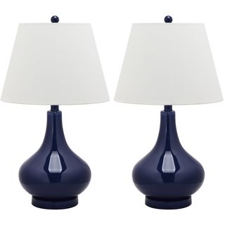 Amy Gourd Glass 1 light Navy Table Lamps (Set of 2)