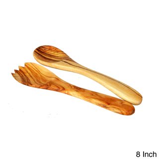Hand Crafted Olive Wood Salad Server Spoon and Fork Set (Tunisia